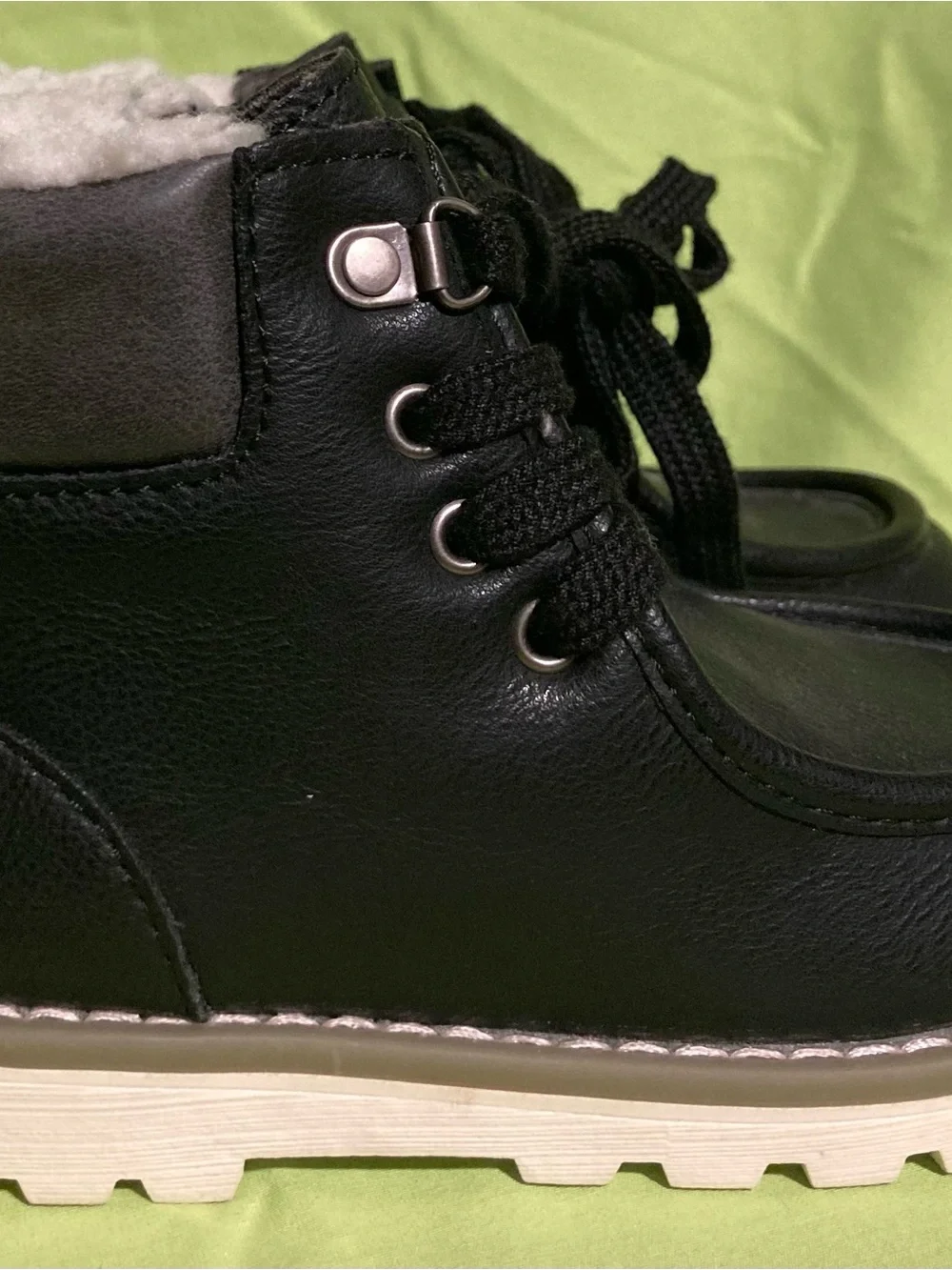 Kids Black Lace-Up Winter Boots with Faux Fur